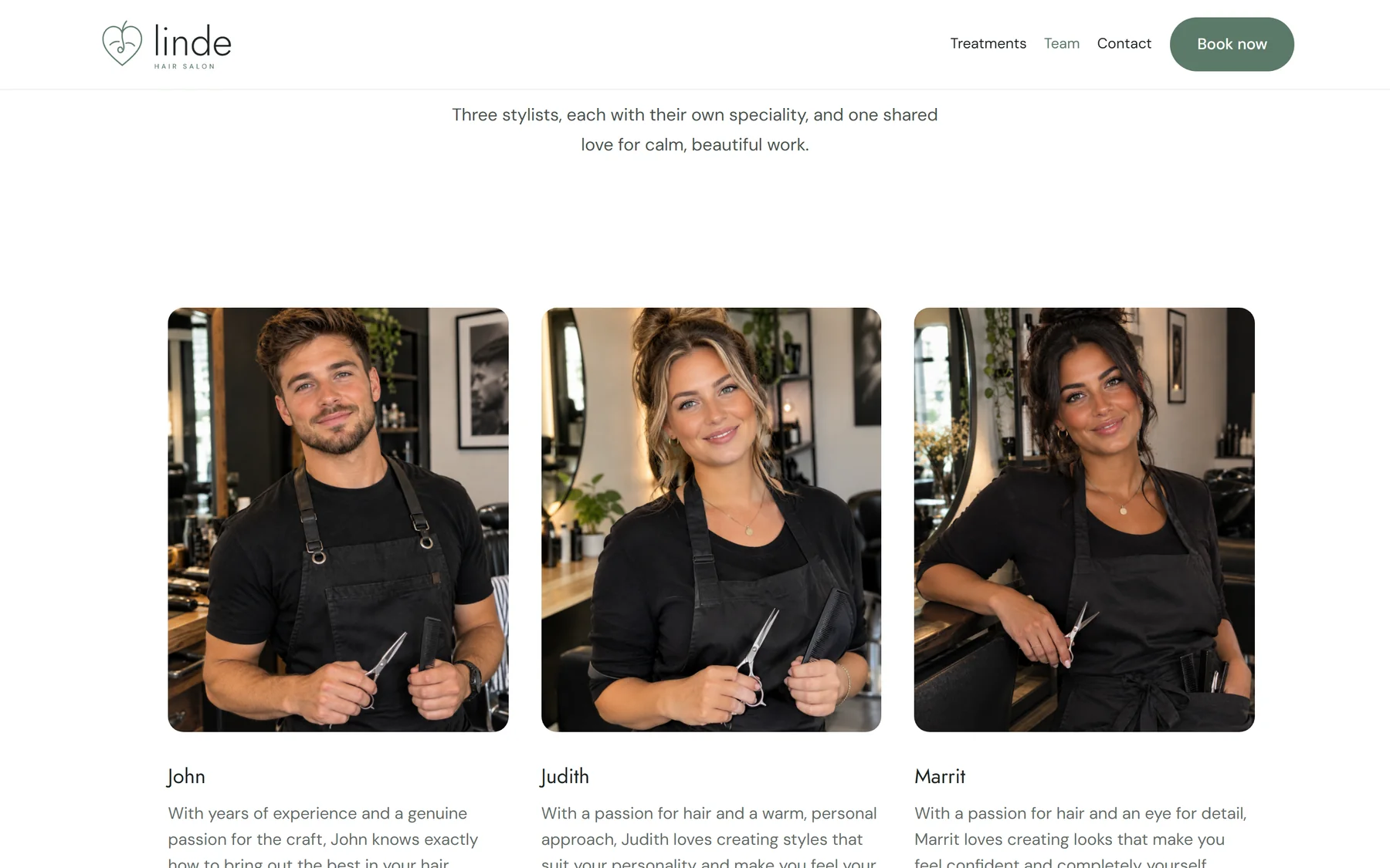 ChairIt team block introducing the stylists