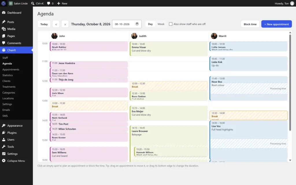 The ChairIt team agenda with all staff side by side